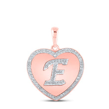  10k Rose Gold Womens Round Diamond Heart E Letter Pendant 1/4 Cttw