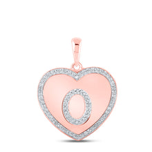  10k Rose Gold Womens Round Diamond Heart O Letter Pendant 1/4 Cttw