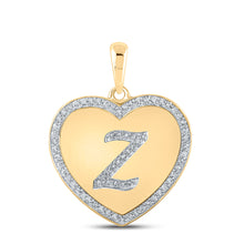  10k Yellow Gold Womens Round Diamond Heart Z Letter Pendant 1/4 Cttw