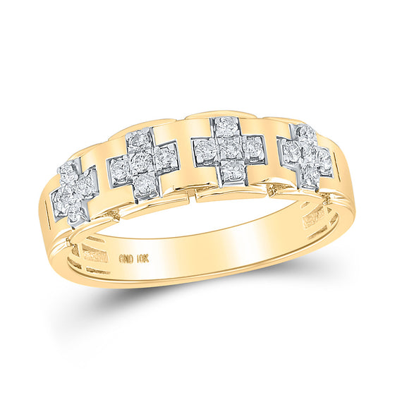 10k Yellow Gold His Hers Round Diamond Cluster Matching Wedding Set 1 Cttw