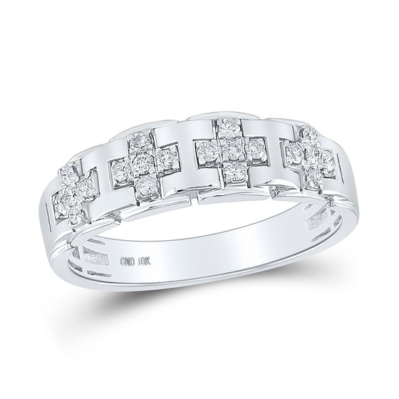 10k White Gold His Hers Round Diamond Cluster Matching Wedding Set 1 Cttw