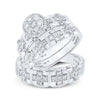 10k White Gold His Hers Round Diamond Cluster Matching Wedding Set 1 Cttw