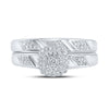 10k White Gold Round Diamond Halo Bridal Wedding Ring Band Set 1/6 Cttw