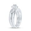 10k White Gold Round Diamond Halo Bridal Wedding Ring Band Set 1/6 Cttw
