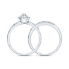 10k White Gold Round Diamond Halo Bridal Wedding Ring Band Set 1/6 Cttw