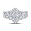 10k White Gold Round Diamond Bridal Wedding Ring Band Set 1/5 Cttw