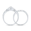 10k White Gold Round Diamond Bridal Wedding Ring Band Set 1/5 Cttw