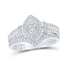 10k White Gold Round Diamond Bridal Wedding Ring Band Set 1/5 Cttw