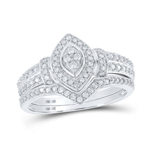  10k White Gold Round Diamond Bridal Wedding Ring Band Set 1/5 Cttw