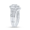 10k White Gold Round Diamond Cluster Bridal Wedding Ring Band Set 1/5 Cttw