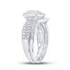 10k White Gold Round Diamond Halo Cluster Bridal Wedding Ring Band Set 1/5 Cttw