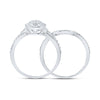 10k White Gold Round Diamond Halo Cluster Bridal Wedding Ring Band Set 1/5 Cttw
