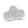 10k White Gold Round Diamond Halo Cluster Bridal Wedding Ring Band Set 1/5 Cttw