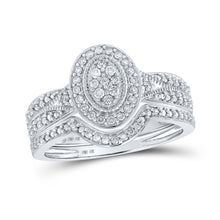  10k White Gold Round Diamond Halo Cluster Bridal Wedding Ring Band Set 1/5 Cttw