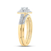 10k Yellow Gold Round Diamond Heart Bridal Wedding Ring Band Set 1/3 Cttw