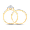 10k Yellow Gold Round Diamond Heart Bridal Wedding Ring Band Set 1/3 Cttw