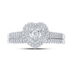 10k White Gold Round Diamond Bridal Wedding Ring Band Set 1/3 Cttw