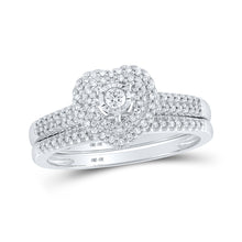  10k White Gold Round Diamond Bridal Wedding Ring Band Set 1/3 Cttw