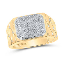  10k Yellow Gold Mens Round Diamond Cluster Ring 1/2 Cttw