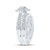 10k White Gold Round Diamond Halo Bridal Wedding Ring Band Set 3/4 Cttw