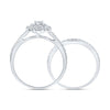 10k White Gold Round Diamond Halo Bridal Wedding Ring Band Set 3/4 Cttw