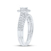 10k White Gold Emerald Diamond Halo Bridal Wedding Ring Band Set 3/4 Cttw