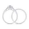 10k White Gold Emerald Diamond Halo Bridal Wedding Ring Band Set 3/4 Cttw