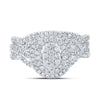 10k White Gold Round Diamond Oval Bridal Wedding Ring Band Set 3/4 Cttw