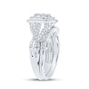 10k White Gold Round Diamond Oval Bridal Wedding Ring Band Set 3/4 Cttw