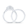 10k White Gold Round Diamond Oval Bridal Wedding Ring Band Set 3/4 Cttw
