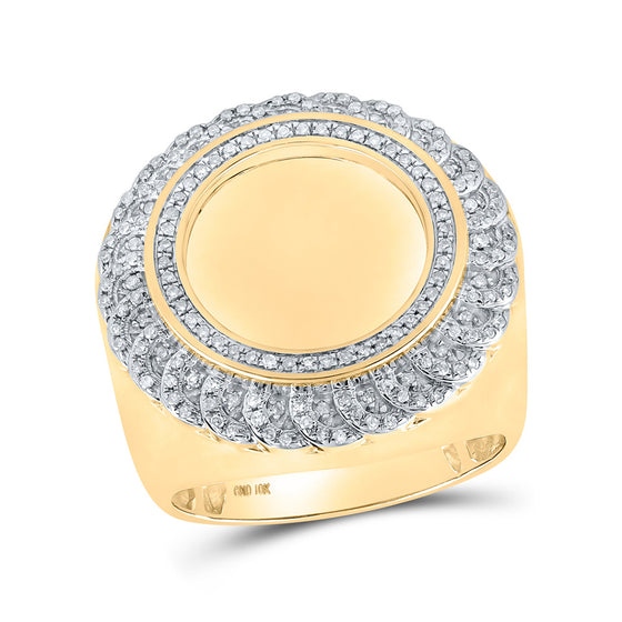 10k Yellow Gold Mens Round Diamond Memory Circle Ring 1/2 Cttw