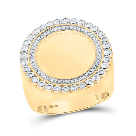 10k Yellow Gold Mens Round Diamond Memory Circle Ring 3/8 Cttw