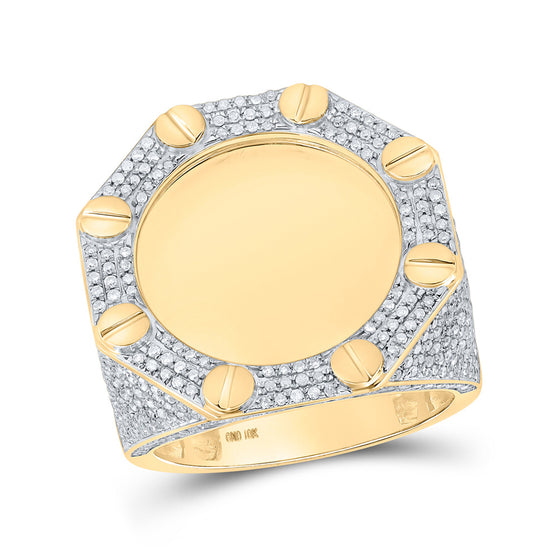 10k Yellow Gold Mens Round Diamond Memory Circle Ring 1-5/8 Cttw