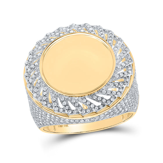 10k Yellow Gold Mens Round Diamond Memory Circle Ring 1-5/8 Cttw