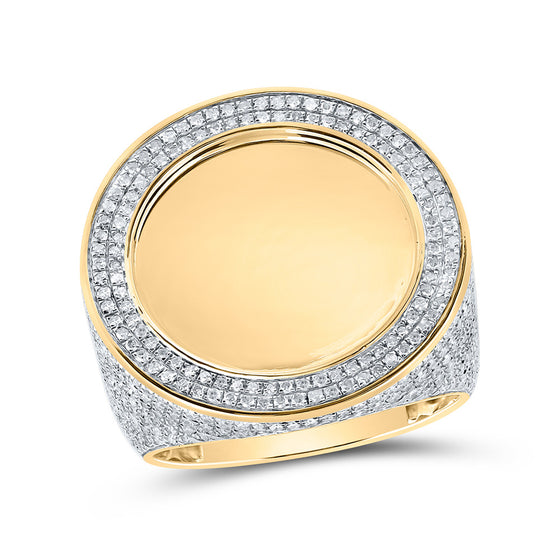 10k Yellow Gold Mens Round Diamond Memory Circle Ring 1-1/2 Cttw