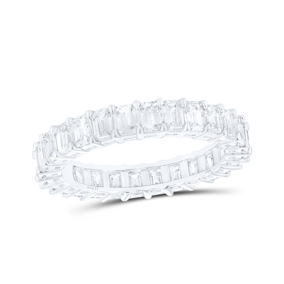 14k White Gold Womens Emerald Diamond Eternity Ring 2-3/4 Cttw