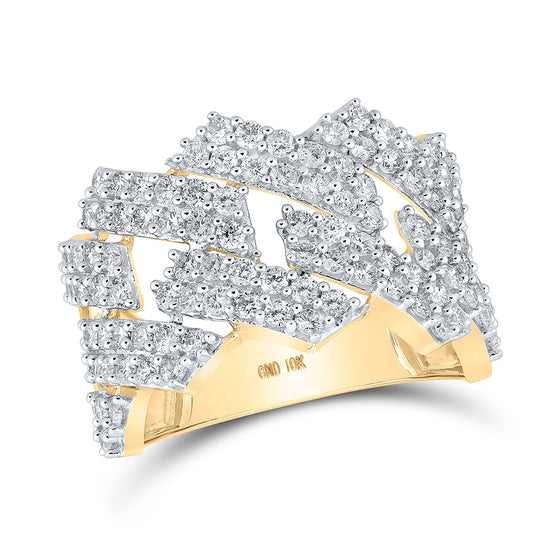 10k Yellow Gold Mens Round Diamond Link Band Ring 2-1/3 Cttw