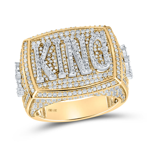 10k Two-tone Gold Mens Round Diamond King Ring 2-3/4 Cttw
