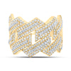 10k Two-tone Gold Mens Round Diamond Band Ring 1-3/8 Cttw