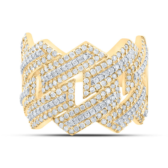 10k Two-tone Gold Mens Round Diamond Band Ring 1-3/8 Cttw