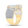 10k Two-tone Gold Mens Round Diamond Initial A Letter Ring 1-1/4 Cttw
