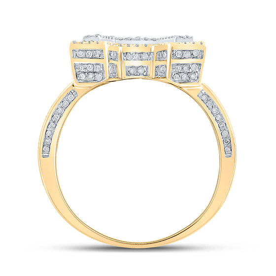 10k Two-tone Gold Mens Round Diamond Initial A Letter Ring 1-1/4 Cttw