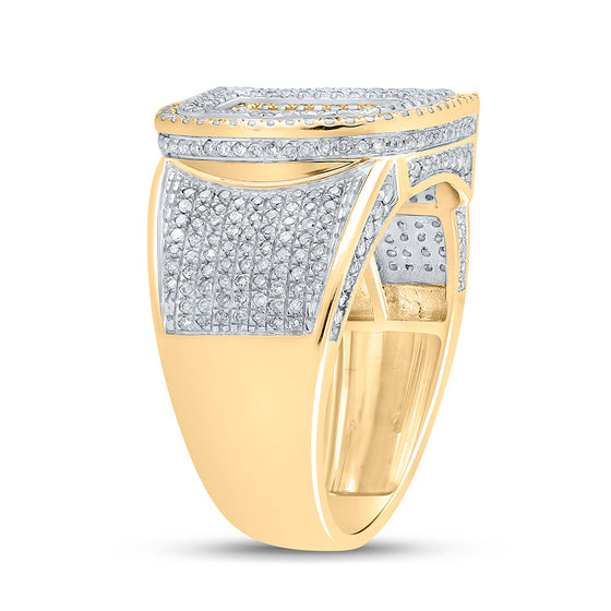 10k Two-tone Gold Mens Round Diamond Initial D Letter Ring 1 Cttw