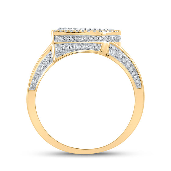 10k Two-tone Gold Mens Round Diamond Initial D Letter Ring 1 Cttw
