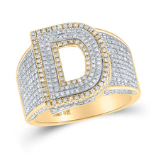  10k Two-tone Gold Mens Round Diamond Initial D Letter Ring 1 Cttw