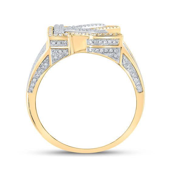 10k Two-tone Gold Mens Round Diamond Initial K Letter Ring 1-1/5 Cttw