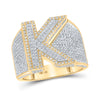 10k Two-tone Gold Mens Round Diamond Initial K Letter Ring 1-1/5 Cttw