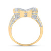 10k Two-tone Gold Mens Round Diamond Initial M Letter Ring 1-1/5 Cttw