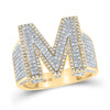 10k Two-tone Gold Mens Round Diamond Initial M Letter Ring 1-1/5 Cttw