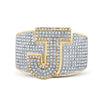 10k Two-tone Gold Mens Round Diamond Initial J Letter Ring 1-1/5 Cttw